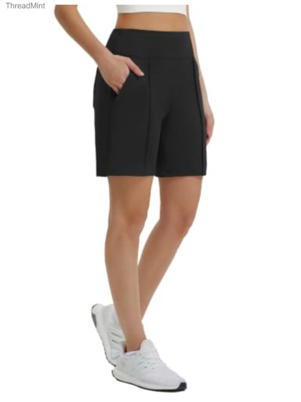 High Waisted Bermuda Shorts with Pockets Athletic Loose Fit 7 Inch